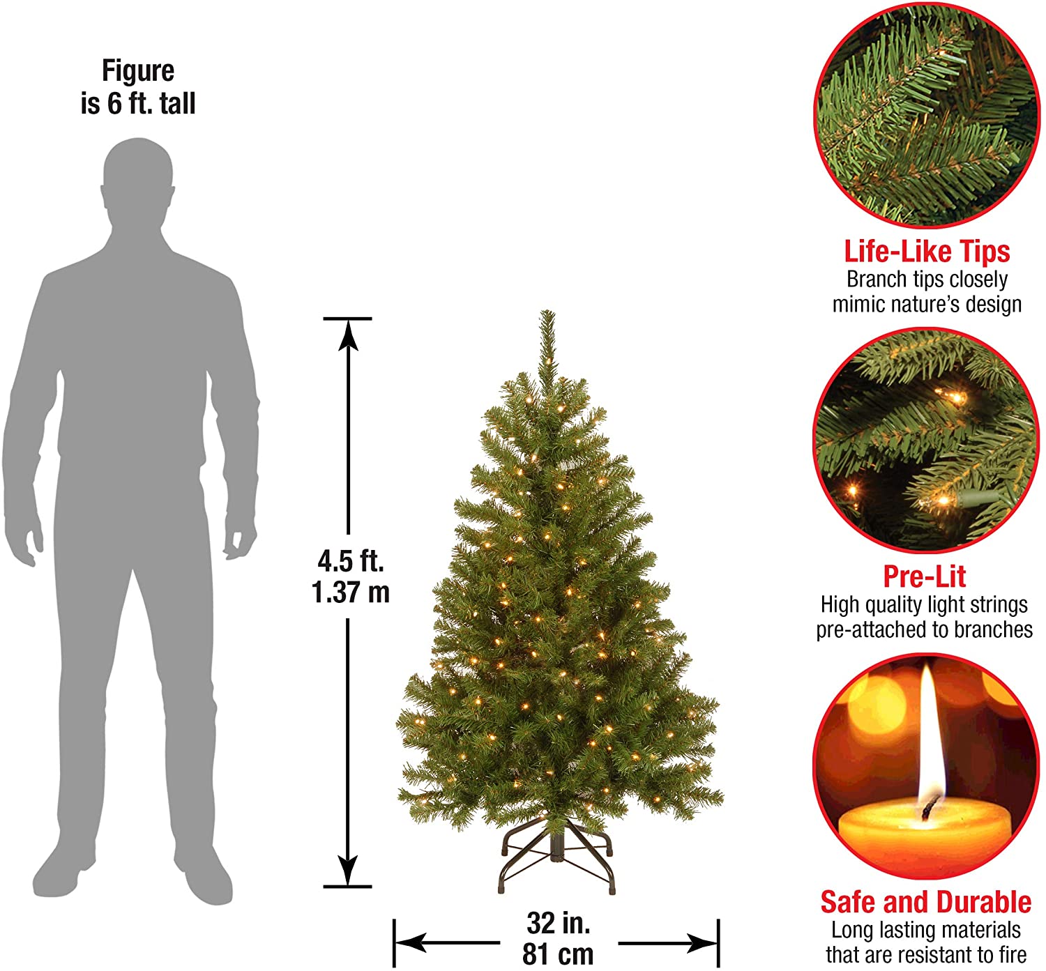 4.5' North Valley Spruce Artificial Christmas Tree with 200 Clear Lights (#K5780)
