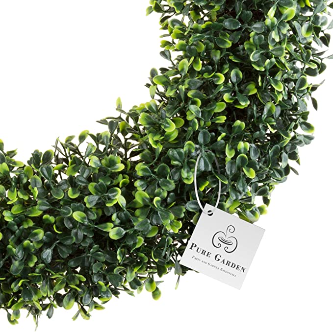 19.5-Inch Artificial Boxwood Wreath for Front Door Home Decor