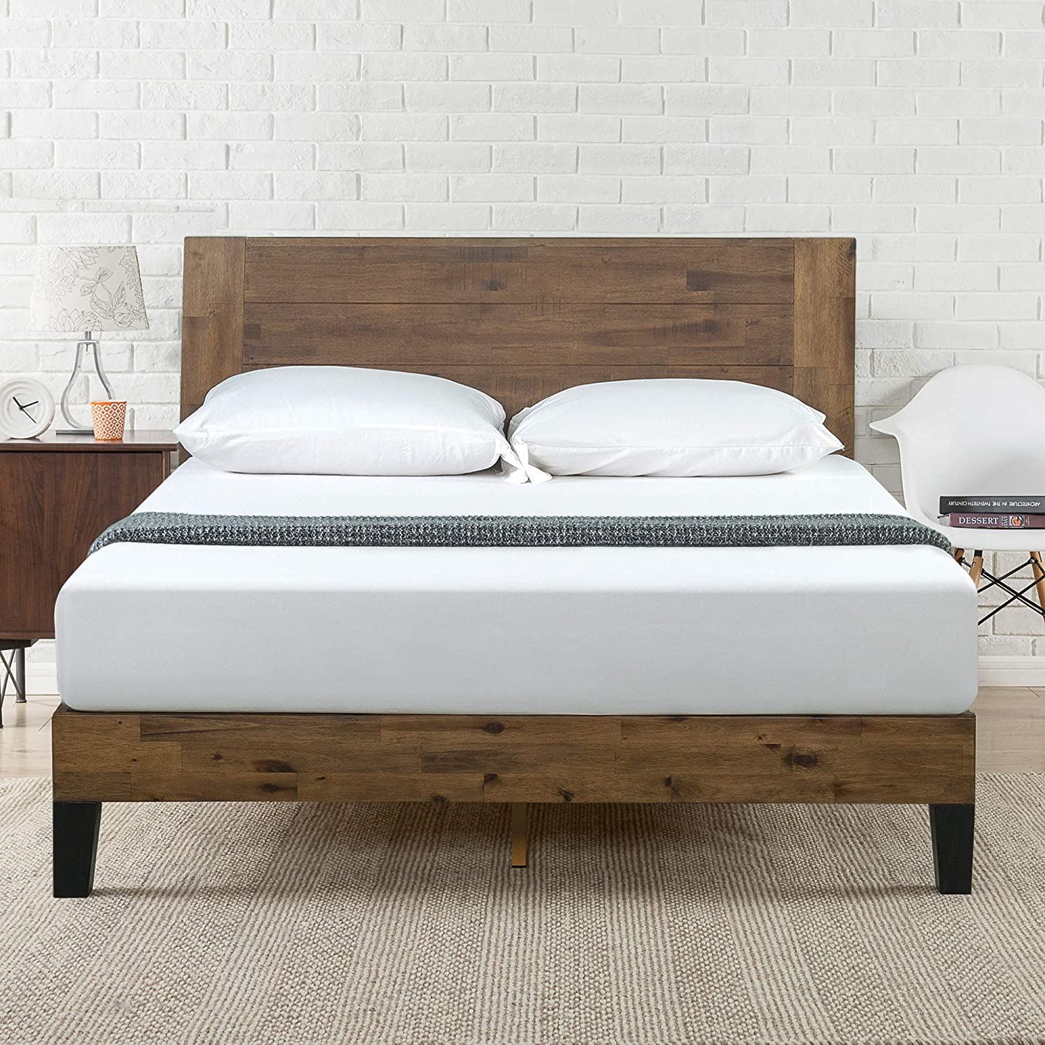 Zinus Tonja Platform Bed / Mattress Foundation / No Box Spring Required / Brown, King