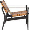 Black/Brown Couture Home Dilan Brown Leather Weave and Black Safari Accent Chair