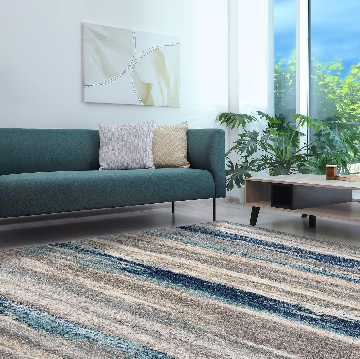 Luxe Weavers Modern Abstract Area Rug, Blue / Size 8x10