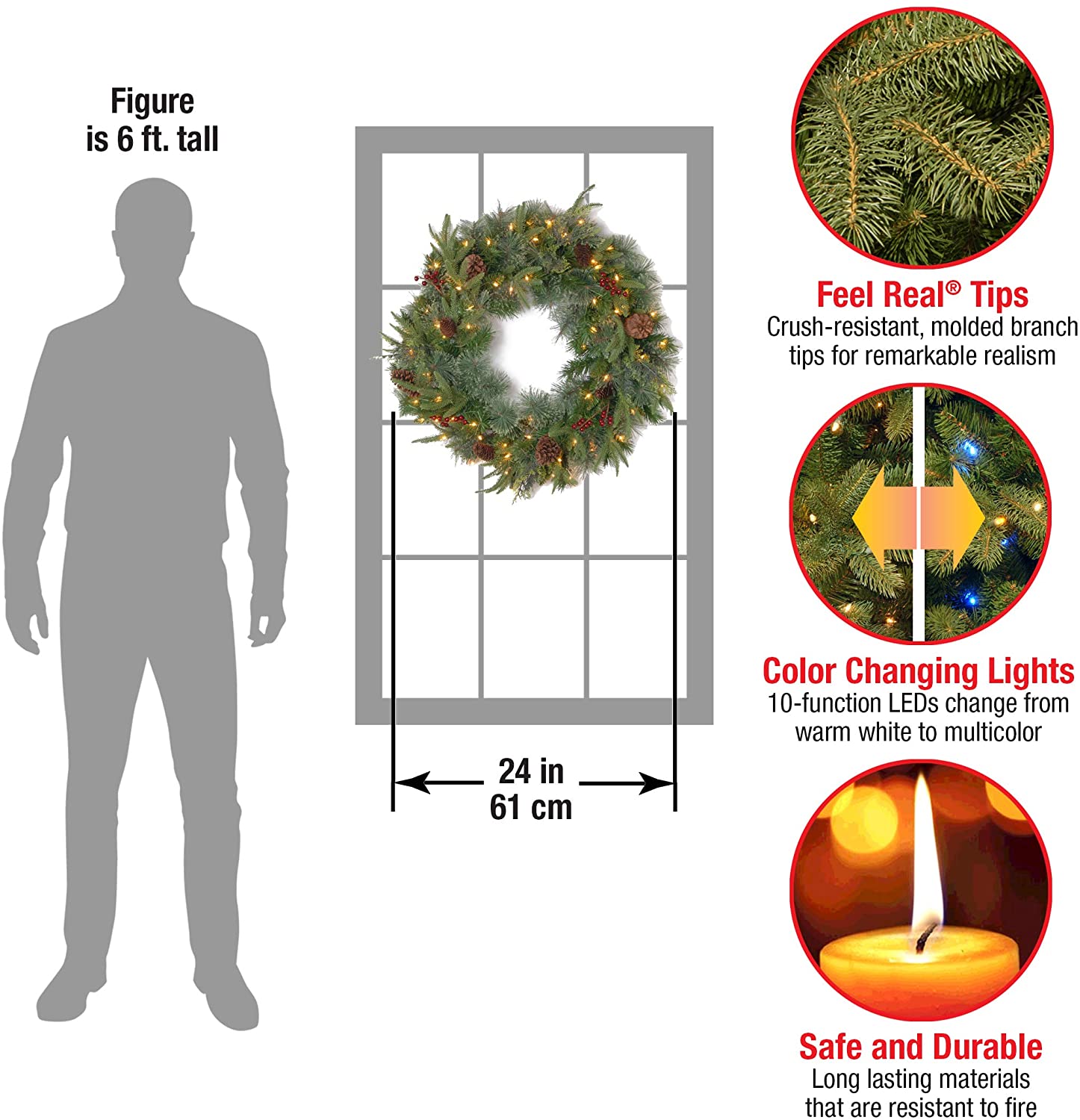 24" Lighted Round Wreath (#K6240)