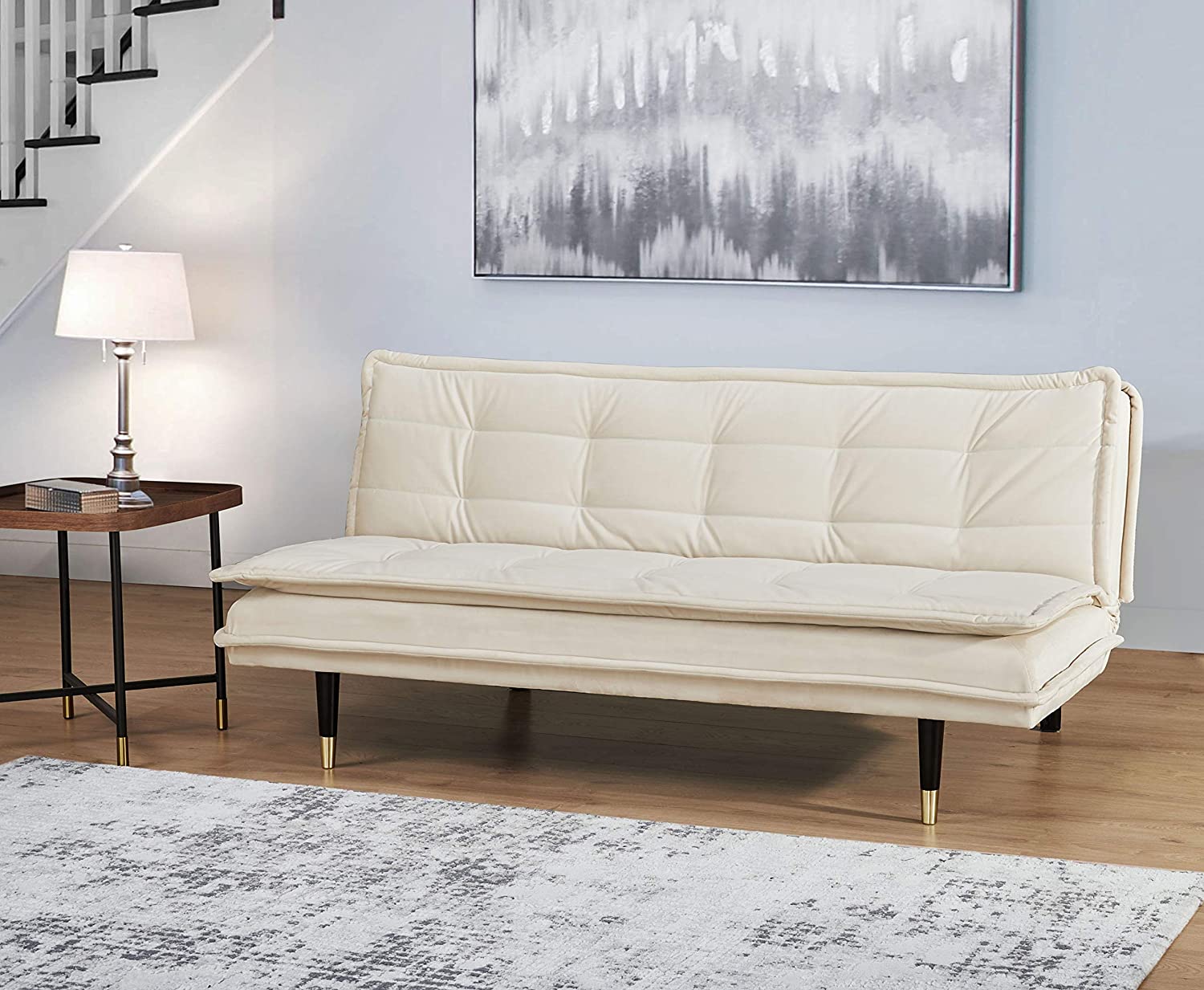 Abbyson Living - Sofá cama convertible con futón de mediados de siglo, color marfil