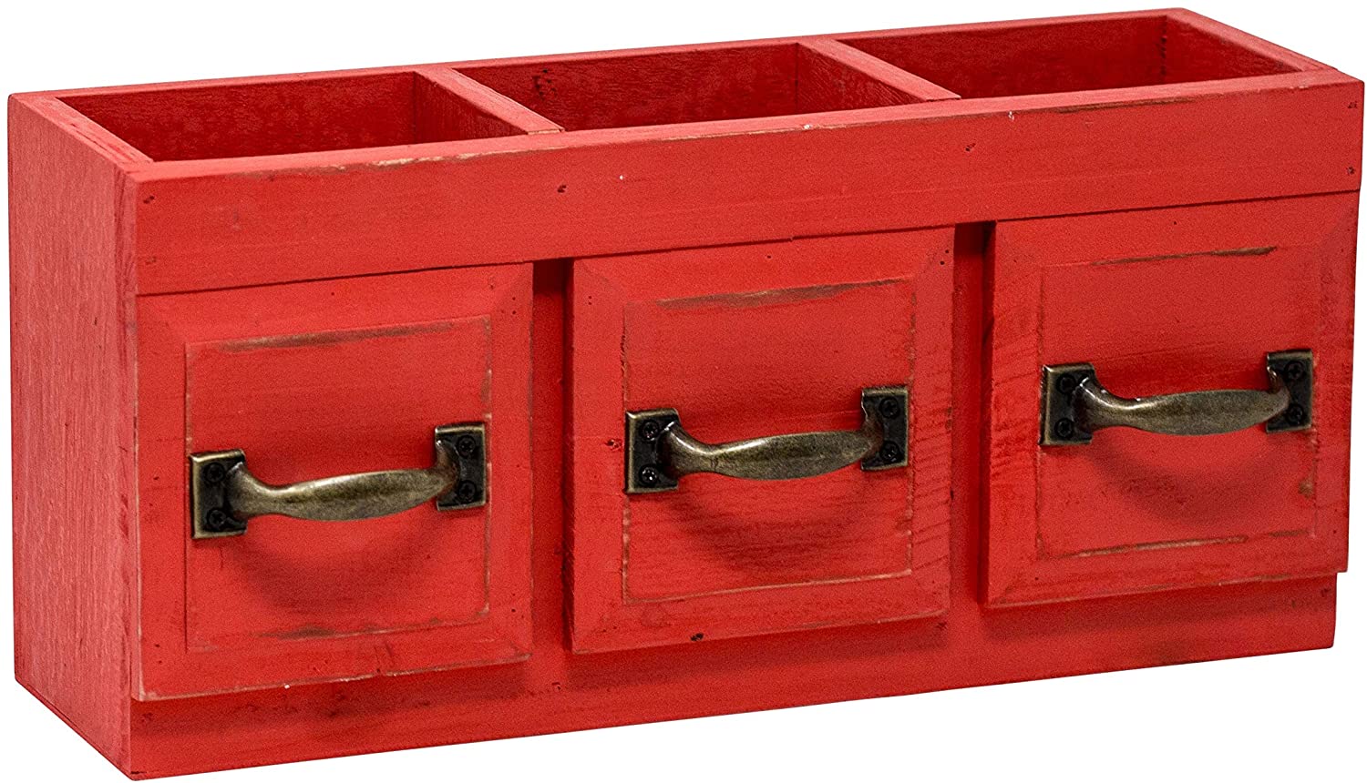 Boston Warehouse Wood Flatware Storage Caddy, red HAB203