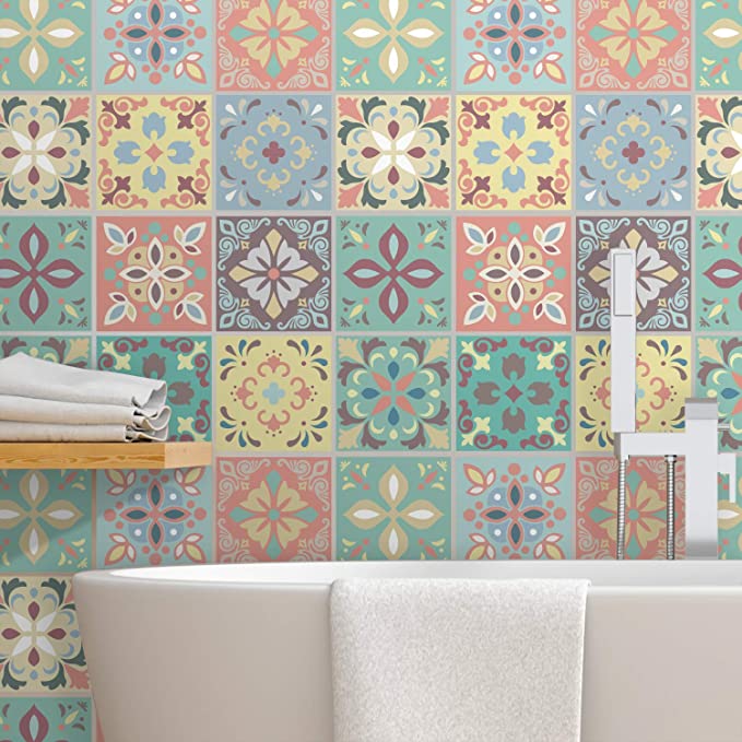 24pcs 6 inch Peel and Stick Tiles Stickers Tile Paint Backsplash Removable Waterproof Self-Adhesive Decals Vinyl Home Kitchen Bathroom Decor