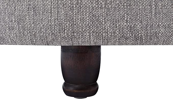 28-Inch Button Tufted Round Storage Ottoman with Lift Off Lid, Gray