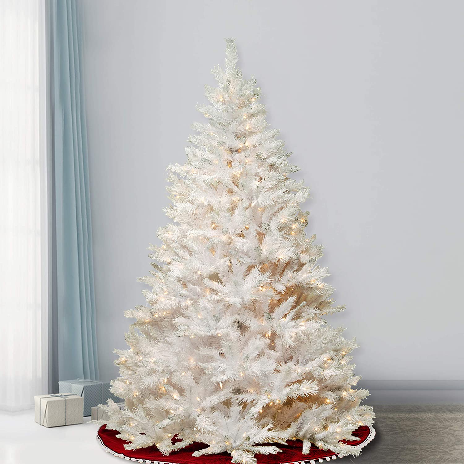 4.5' Glittery White Artificial Fir Christmas Tree with Lights