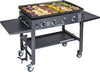 Cooking 4 Burner Flat Top Gas Grill Propane Fuelled Restaurant Grade Professional 36” Outdoor Griddle Station with Side Shelf, 36 Inch, Black