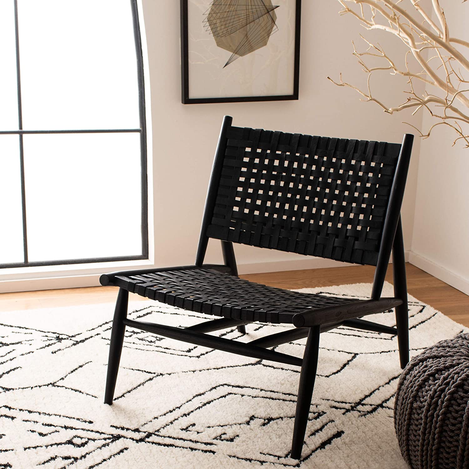 Soleil Leather Woven Accent Chair #HA864