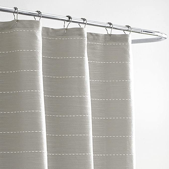 Stripe Collection | 100% Cotton Lightweight Durable Shower Curtain, Simple and Elegant Style for Bathroom Décor, 70 in x 72 in, Slub