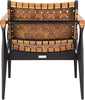 Black/Brown Couture Home Dilan Brown Leather Weave and Black Safari Accent Chair
