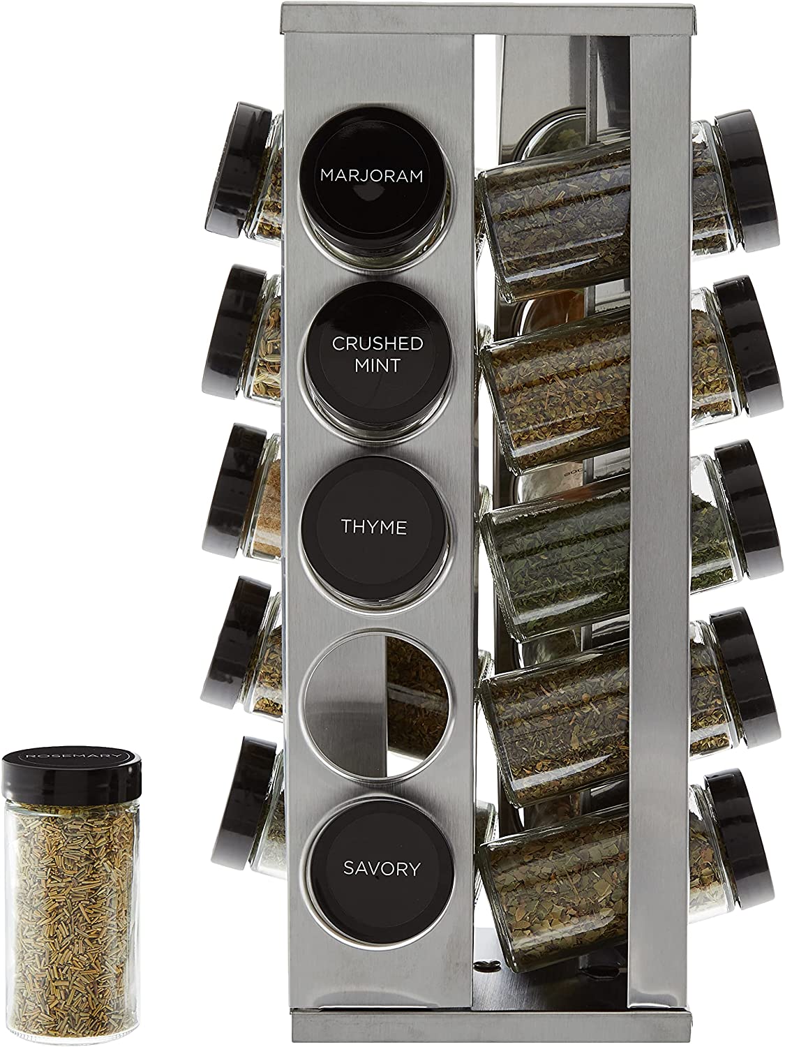 20 Jar Brushed Heritage Spice Rack, Metallic Gray