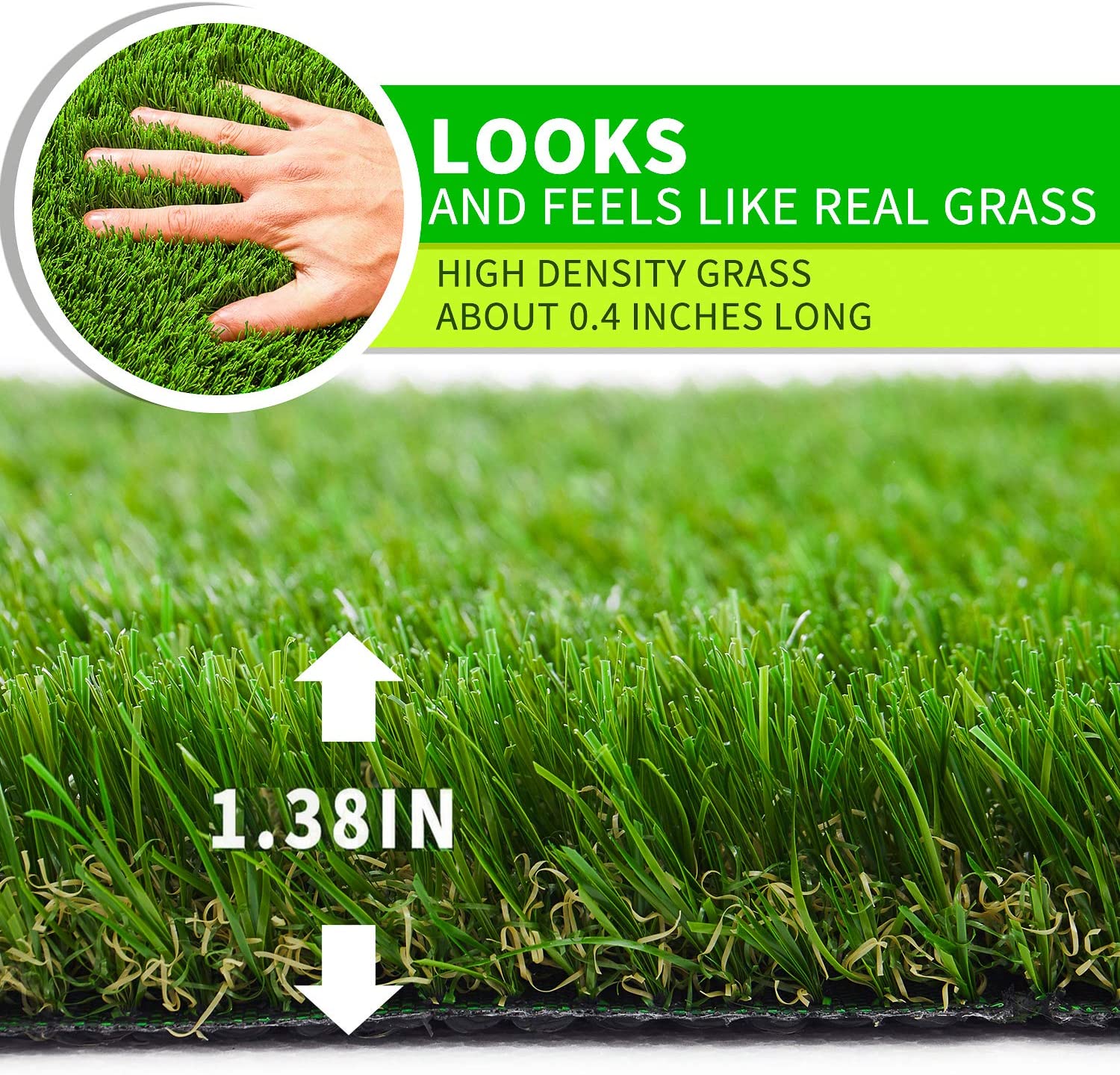 AYOHA 6 FT x 10 FT Artificial Grass, Realistic Fake Grass Deluxe Synthetic Turf Thick Lawn Pet Turf, Indoor/Outdoor Landscape, Easy to Clean with Drain Holes, Non-Toxic, High Density, 35mm