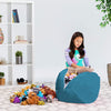 Posh Creations Kids Stuffed Animal Storage Bean Bag Chair Cover-Childrens Toy Organizer, Medium, Heather Teal