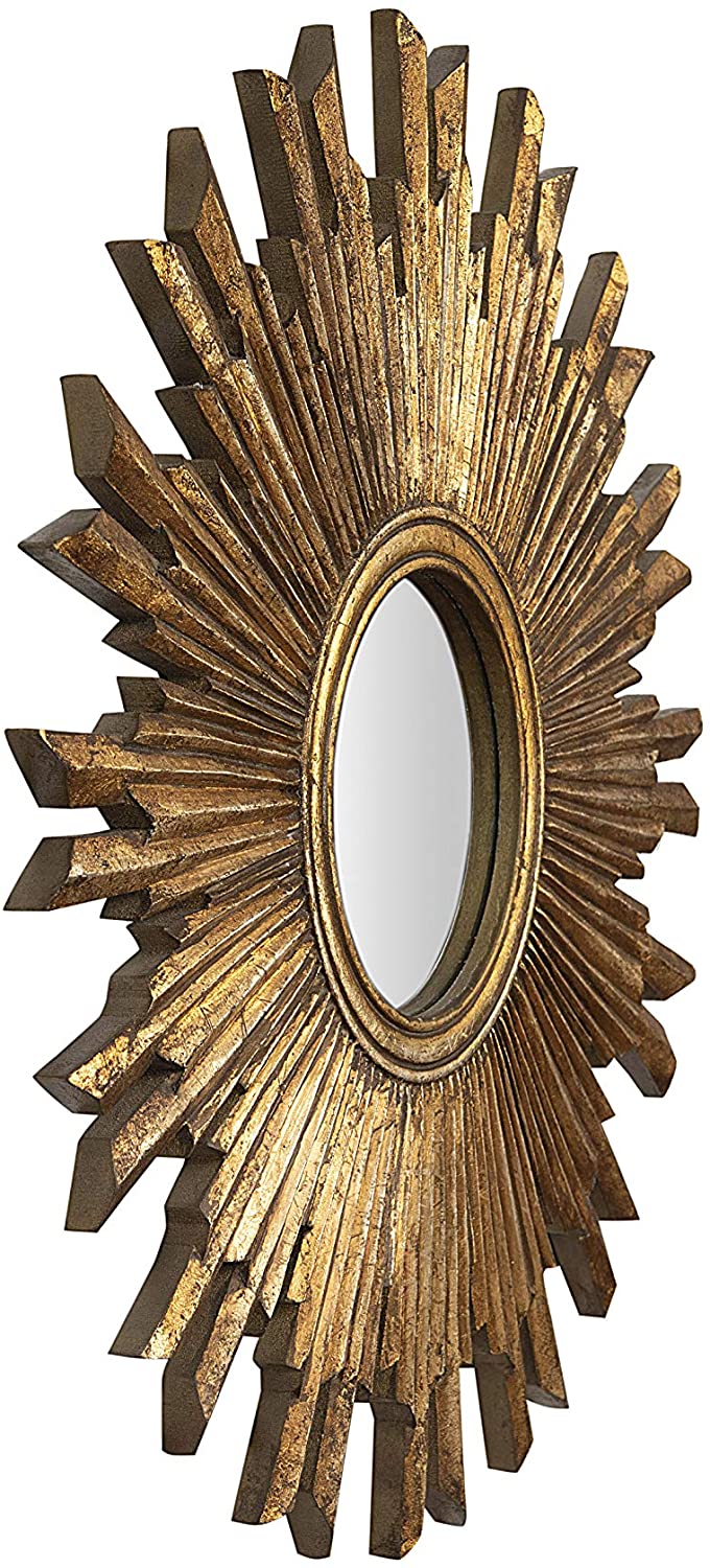 Creative Co-Op Round Sunburst Wall Mirror with Gold Finish pc291