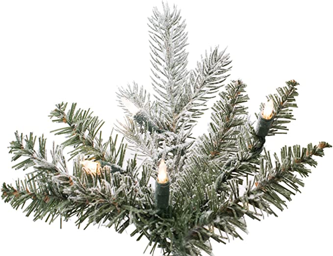 7' Frosted Glitter Tannenbaum Pine Artificial Christmas Tree, Clear Dura-Lit® Lights - Faux Glitter Pine Christmas Tree - Seasonal Indoor Home Decor