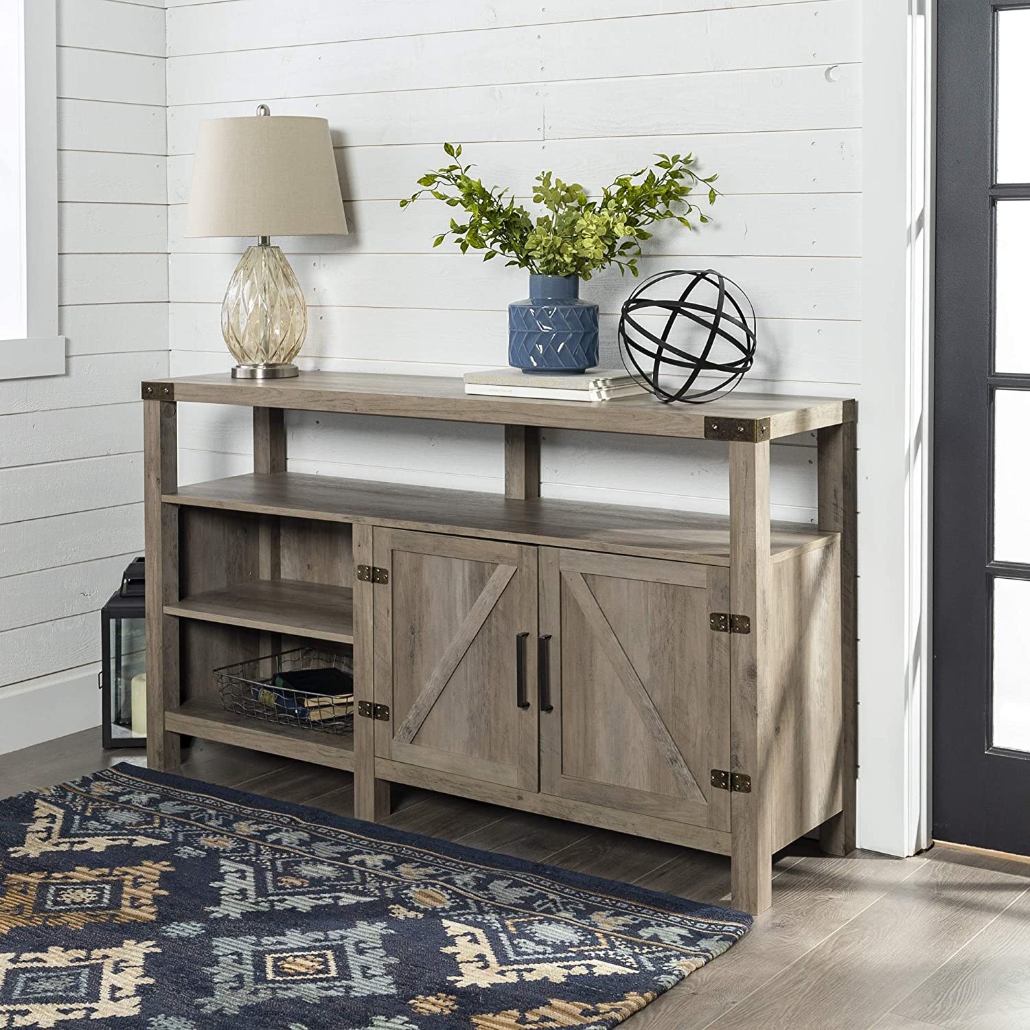 58" Barndoor Highboy TV Stand Console - Grey Wash K6980