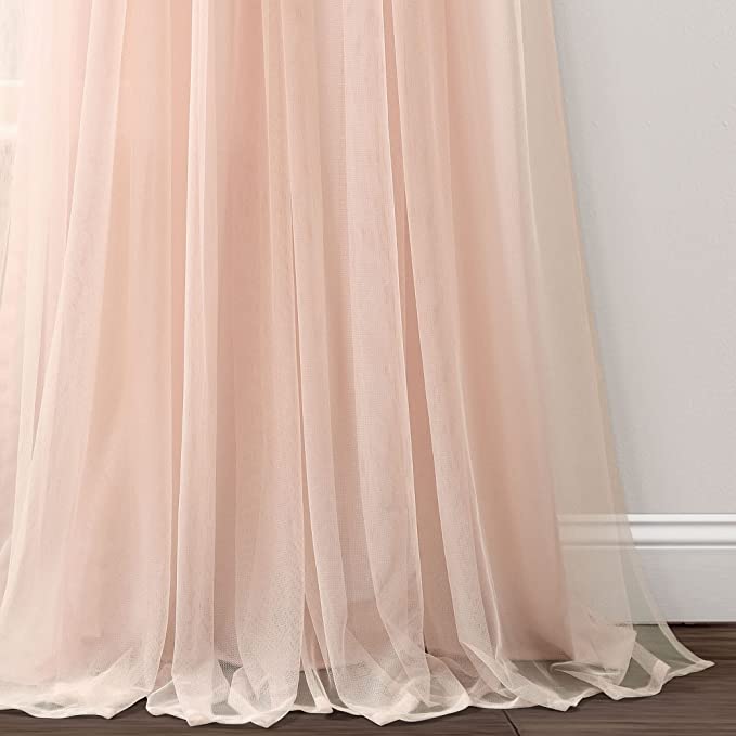 Tulle Skirt Solid Window Curtain Panel Pair, 84" L x 40" W, Blush, (Set of 2)