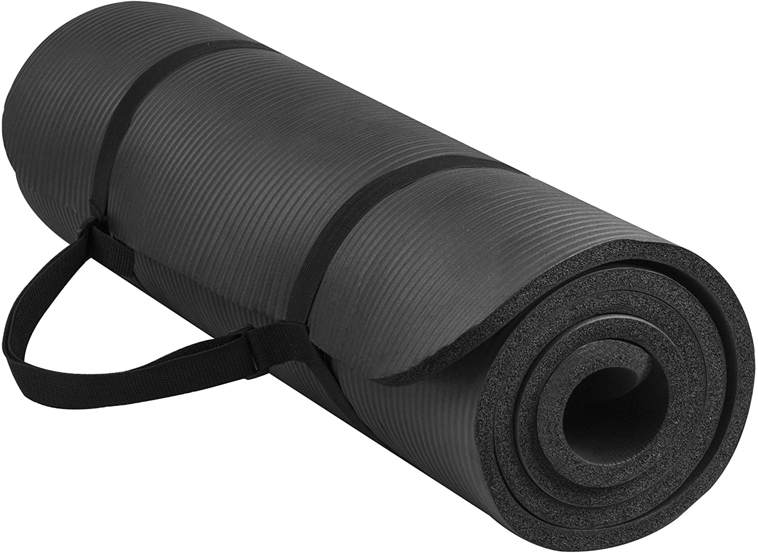 BalanceFrom GoYoga All-Purpose 1/2-Inch Extra Thick High Density Anti-Tear Exercise Yoga Mat with Carrying Strap 24"x6"x6"