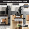 Black Rustic Track Bypass Sliding Barn Door Hardware Kit, for Two/Double Doors, 8ft Long Flat Track, Classic Design Roller, (Set of 2)
