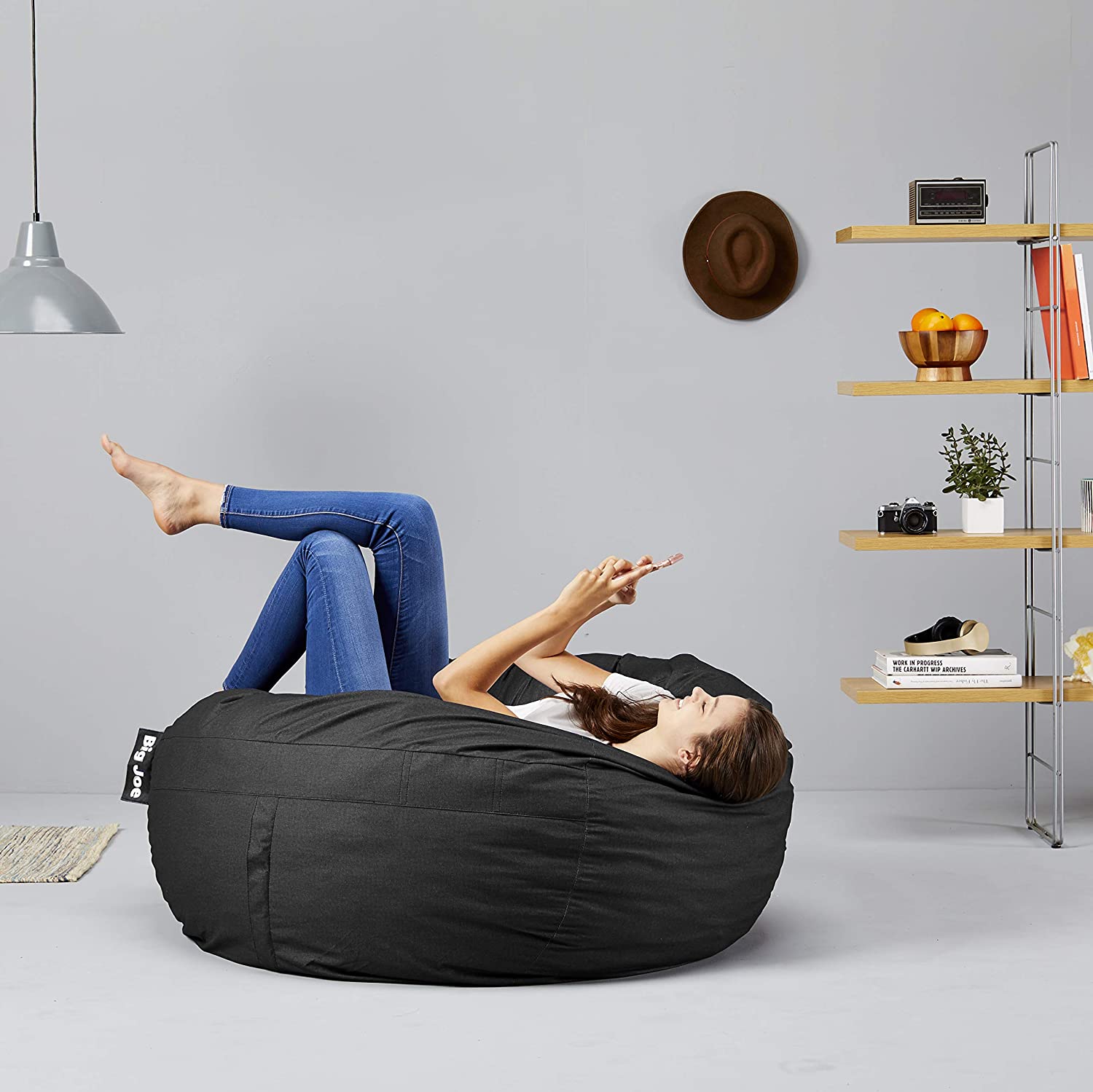 Big Joe Fuf Foam Filled Bean Bag Chair, Large, Black