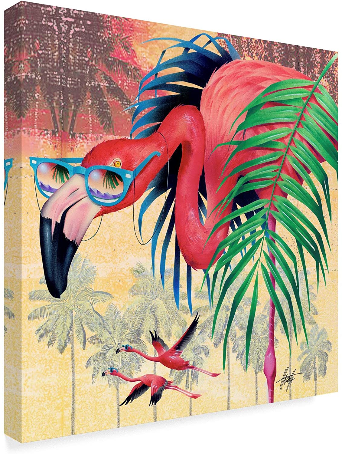 'Cool Flamingos' Canvas Art - 24" x 24" (#K3863)