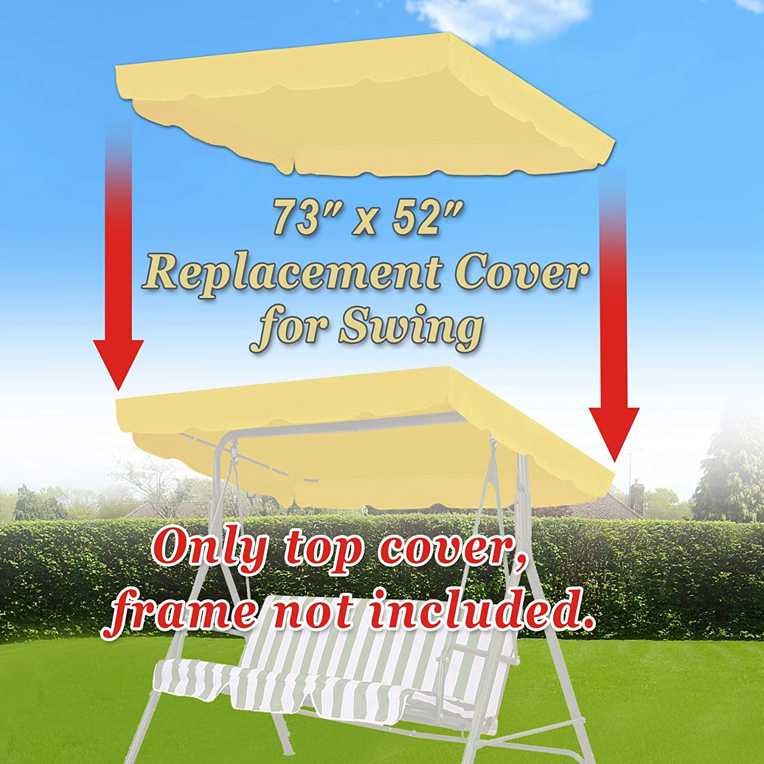 Strong Camel New Patio Outdoor Swing Canopy Replacement Porch Top Cover for Seat Furniture (73"x52, Beige)