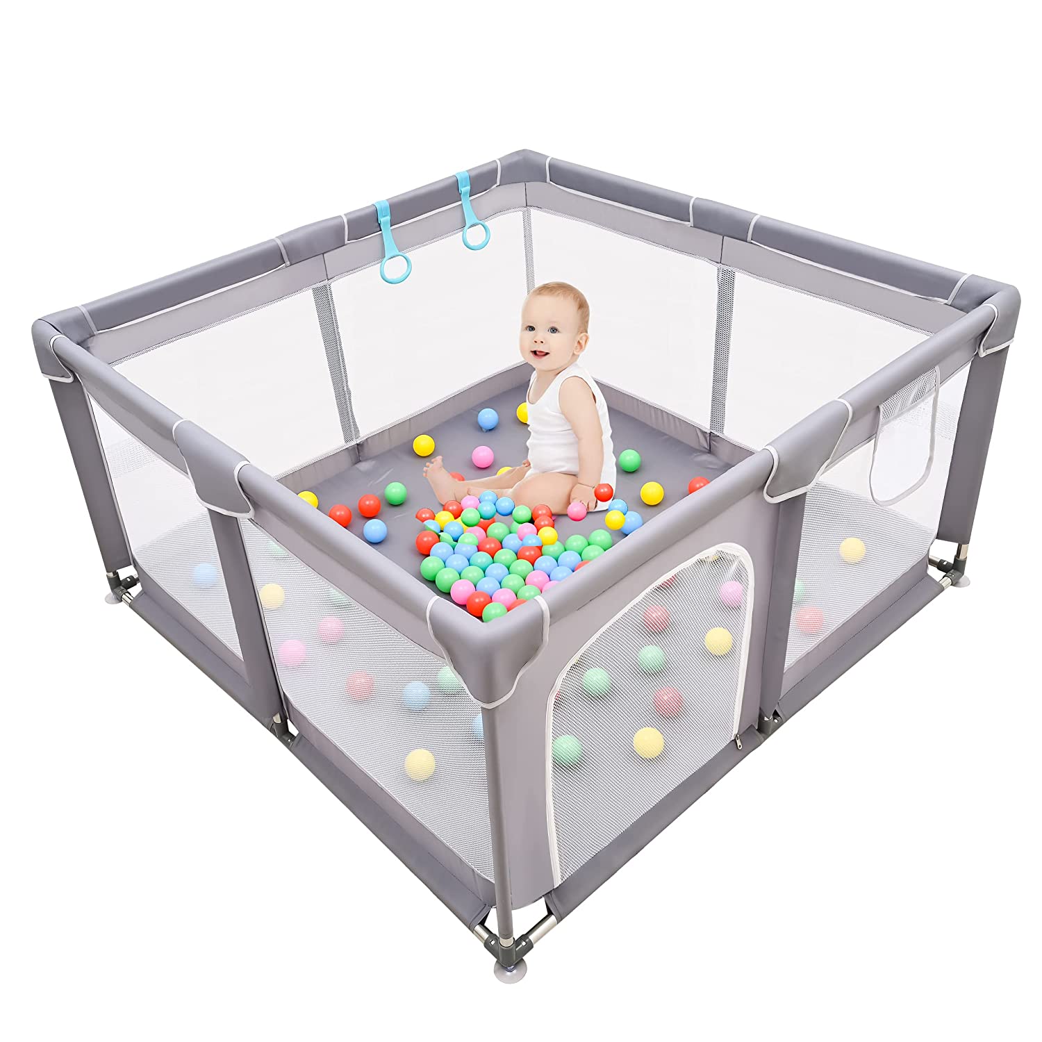 Baby Playpen , Baby Playard, Playpen for Babies with Gate ,LIAMST Indoor & Outdoor Playard for Kids Activity Center，LIAMST Sturdy Safety Play Yard with Soft Breathable Mesh