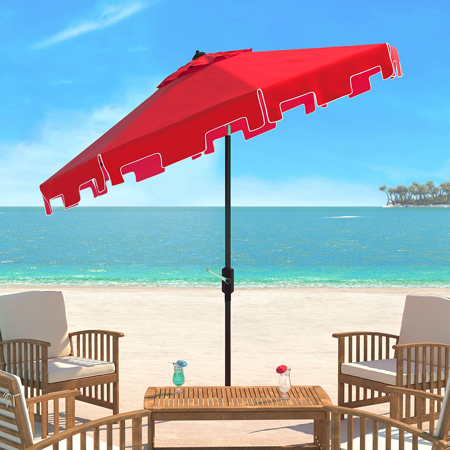 Zimmerman 9' Umbrella, Red/White (#K2419)