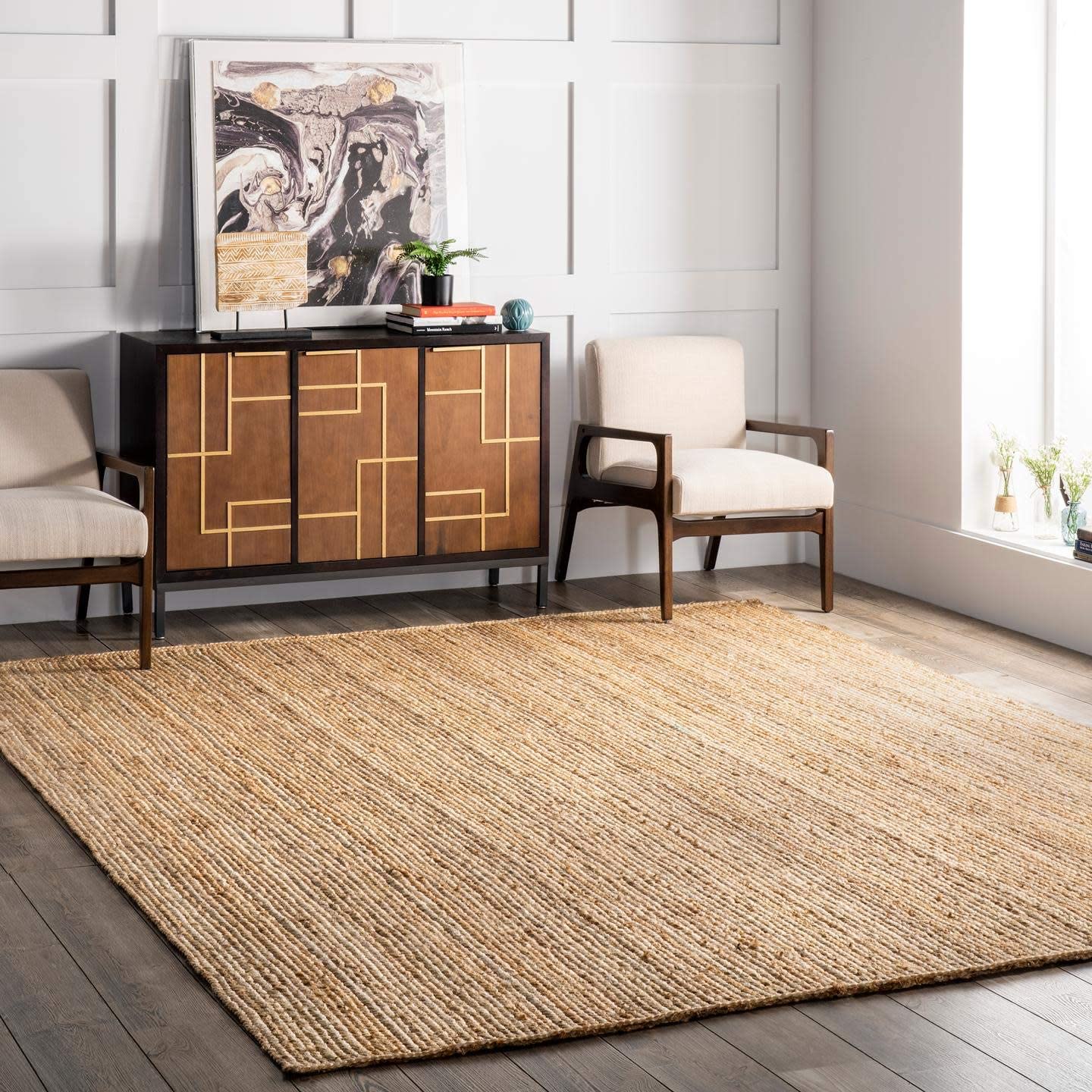 nuLOOM Rigo Hand Woven Farmhouse Jute Area Rug, 8' x 10', Natural KRUG289-P12
