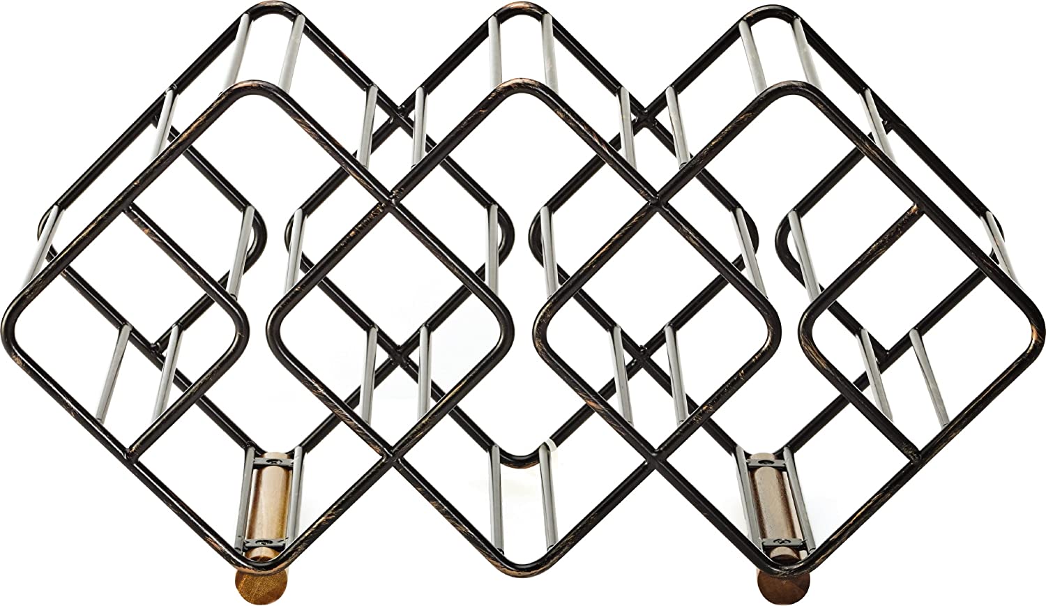 Gourmet Basics by Mikasa 5176737 12-Bottle Metal Stackable Wine Storage Rack, Antique Black 7301
