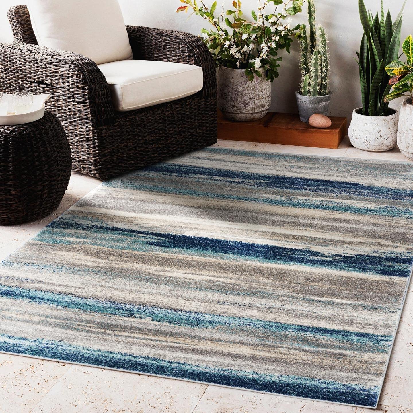 Luxe Weavers Modern Abstract Area Rug, Blue / Size 8x10