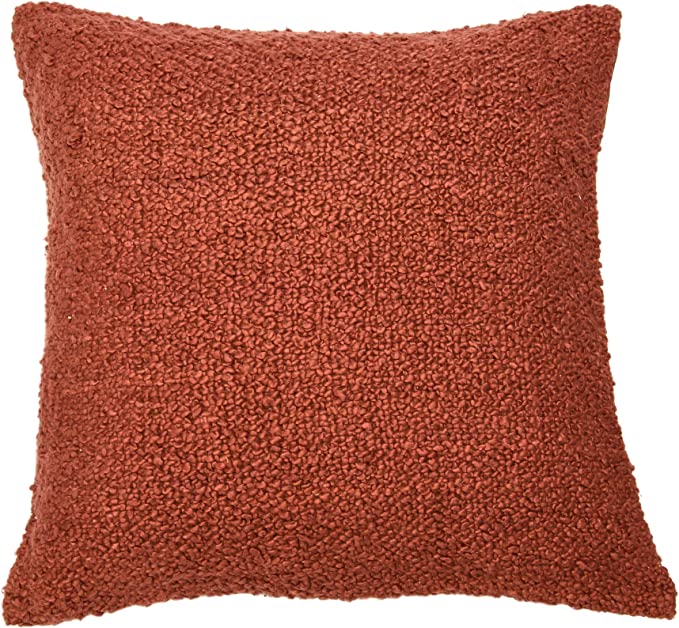 20" Square Cotton Decorative Pillow Case, Rust, (Set of 2)