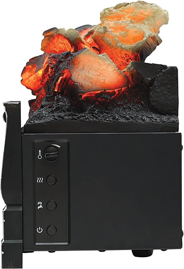 20.5 " W x 8.66 " D x 12.6 " H Infrared Quartz Set Heater with Realistic Ember Bed and Logs, Black