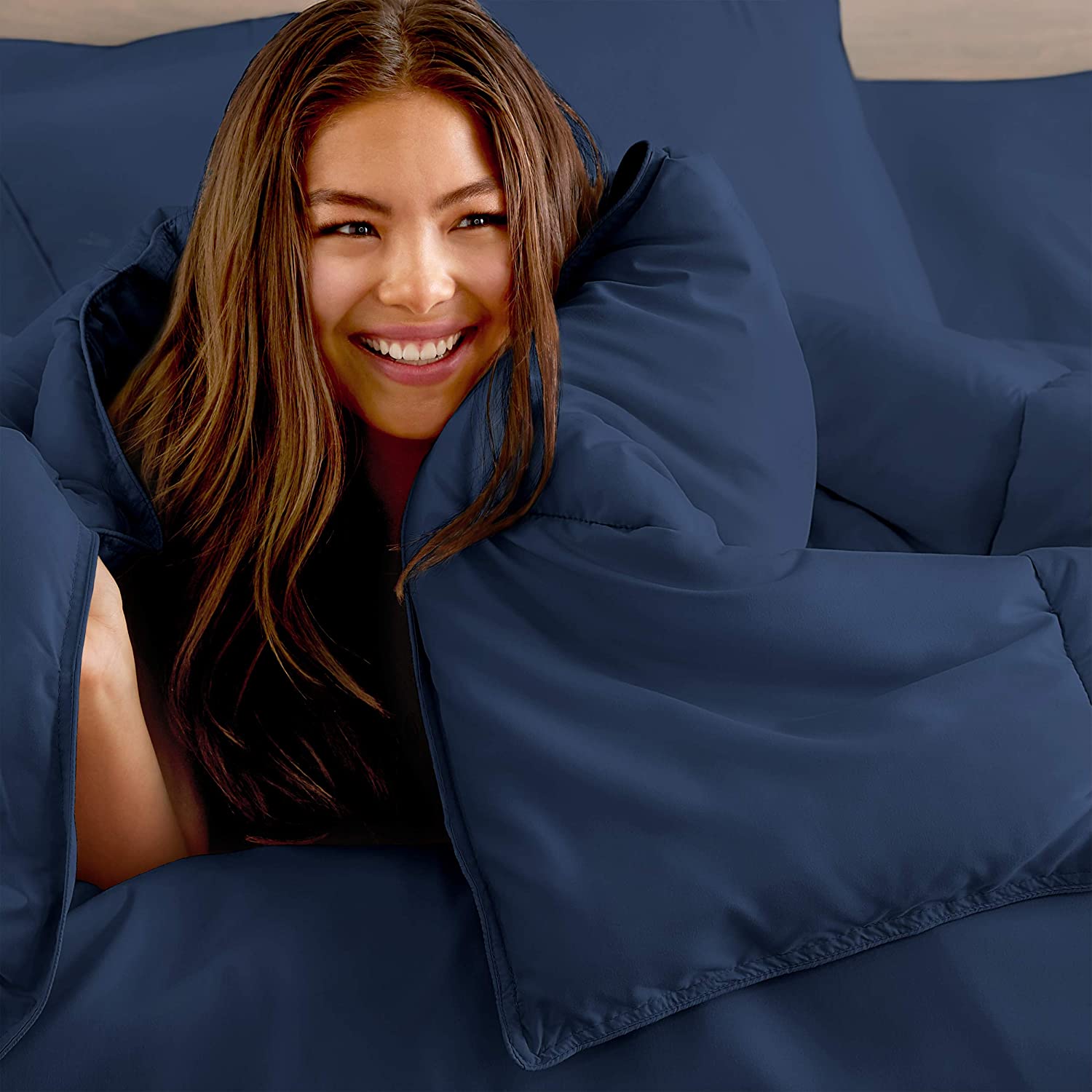 Bare Home Comforter Set - Twin/Twin Extra Long - Goose Down Alternative - Ultra-Soft - Premium 1800 Series - All Season Warmth (Twin/Twin XL, Dark Blue)