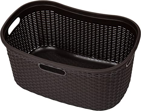 Basket Collection, Laundry Basket, 40 Liter (10kg/22lbs) Capacity, Cut Out Handles, Ventilated, Set of 2, Brown
