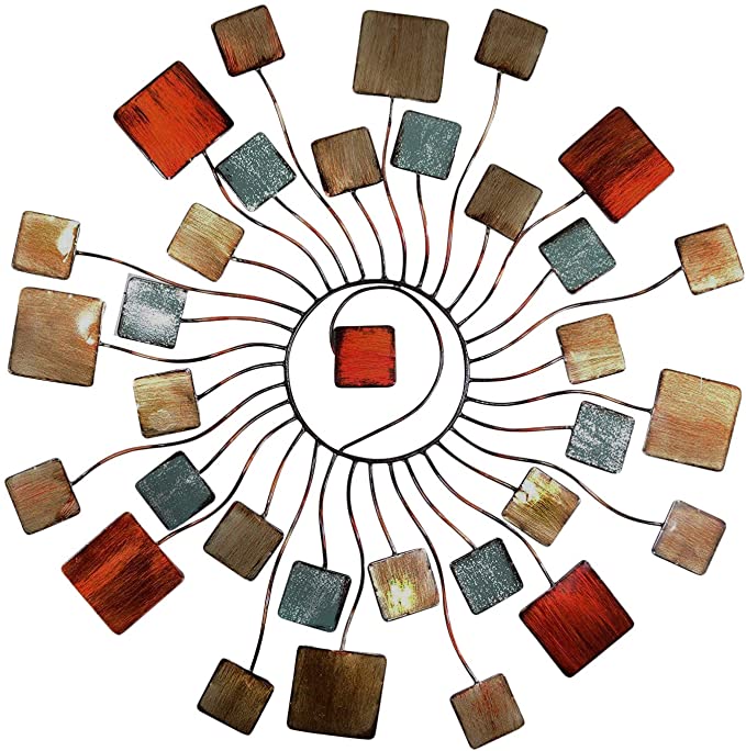 32 Inch Metal Wall Decor, Modern Blossom Sun Abstract Metal Wall Art Home Décor Wall Art