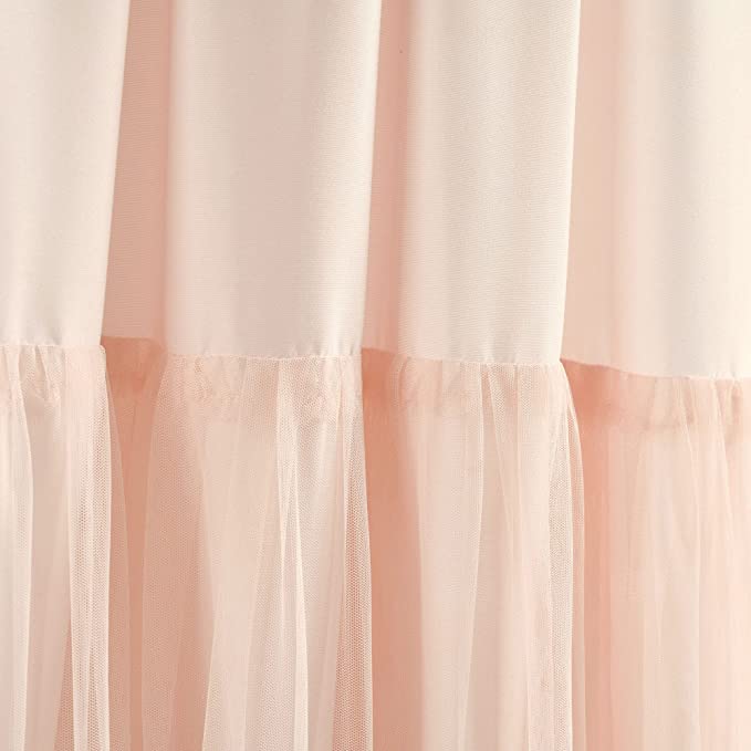 Tulle Skirt Solid Window Curtain Panel Pair, 84" L x 40" W, Blush, (Set of 2)