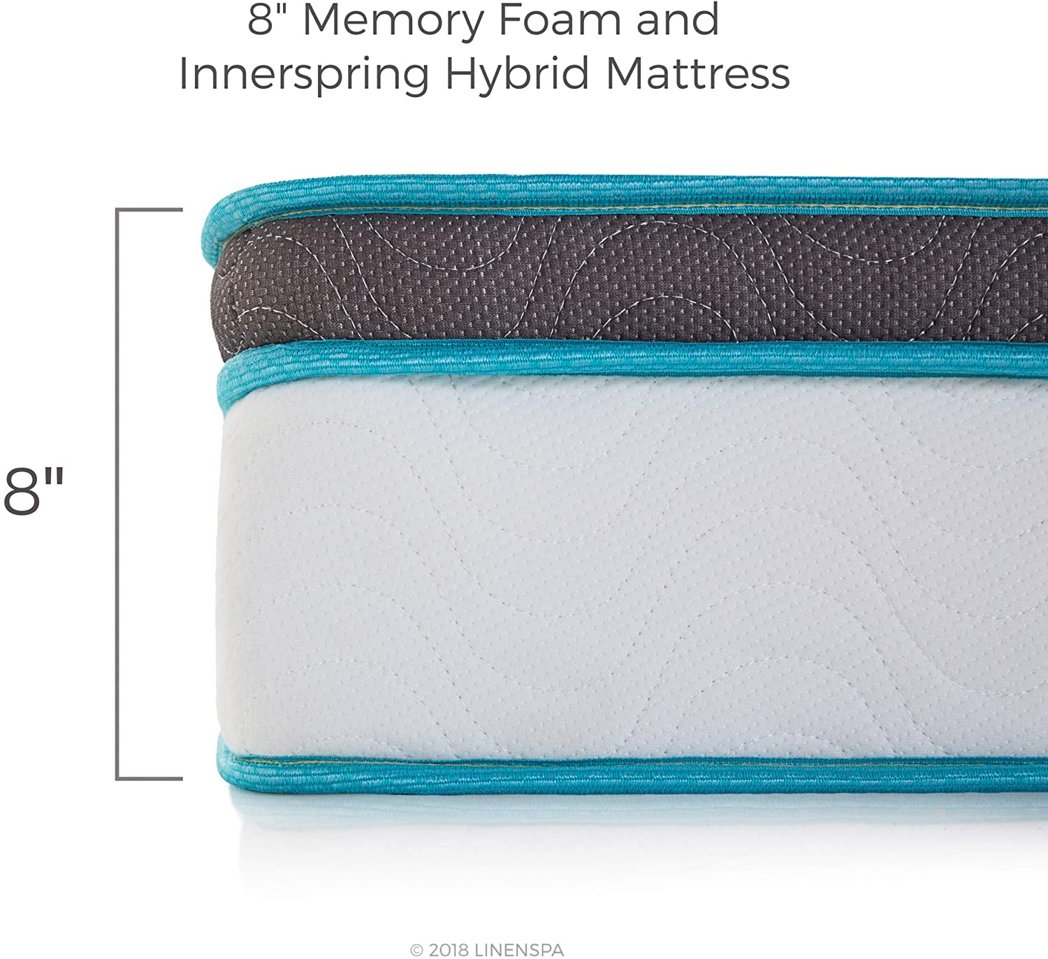 Linenspa 8 Inch Memory Foam and Innerspring Hybrid Medium-Firm Mattress-Twin Mattress