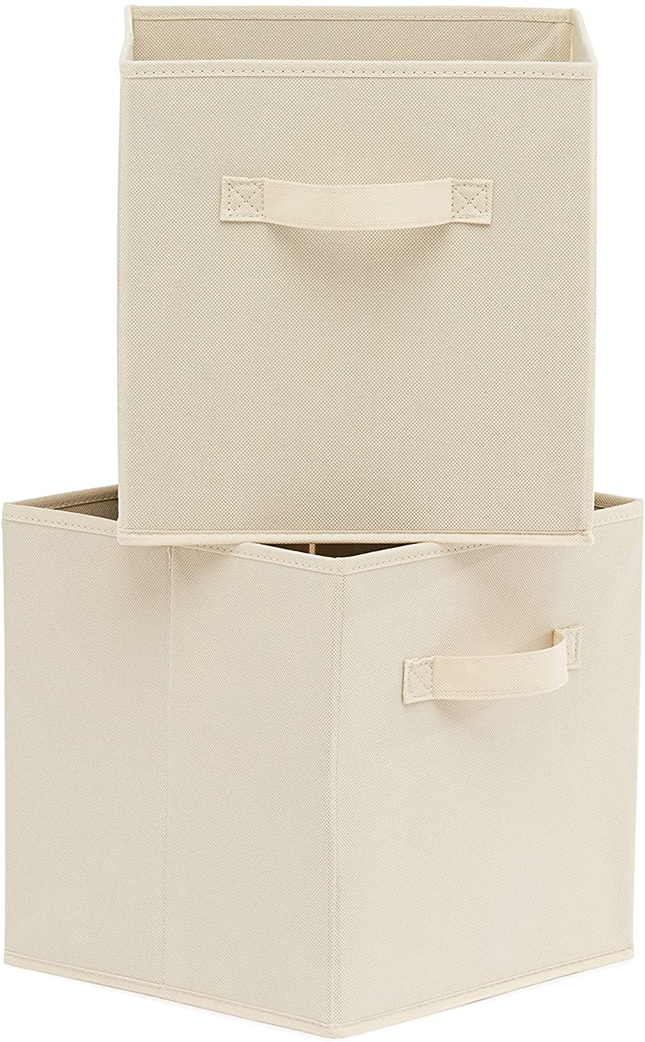 Basics Collapsible Fabric Storage Cubes Organizer with Handles, Beige - Pack of 6