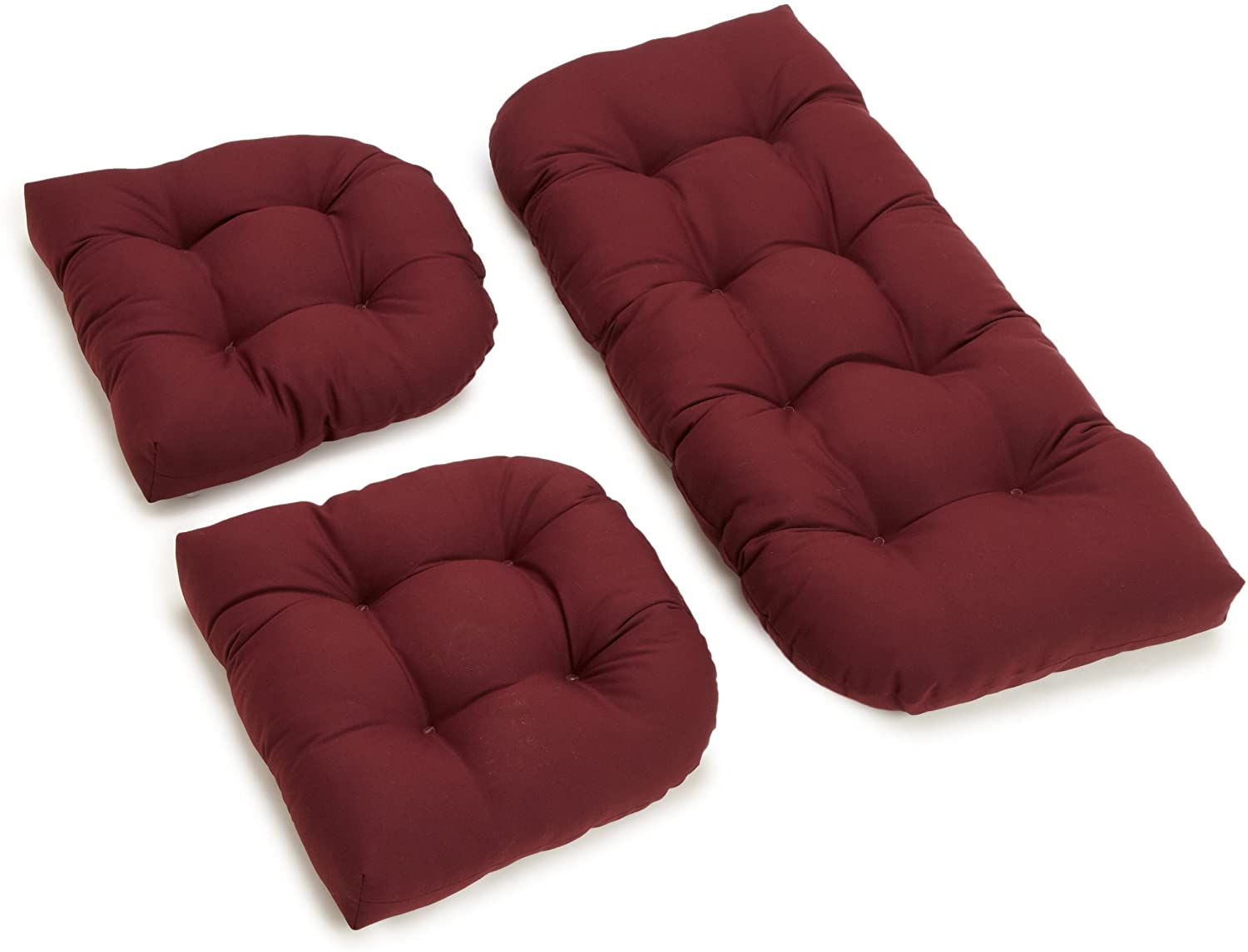 3 Piece - Chairs/Settee U-Shaped Cushion Set, Burgundy (#K5535)