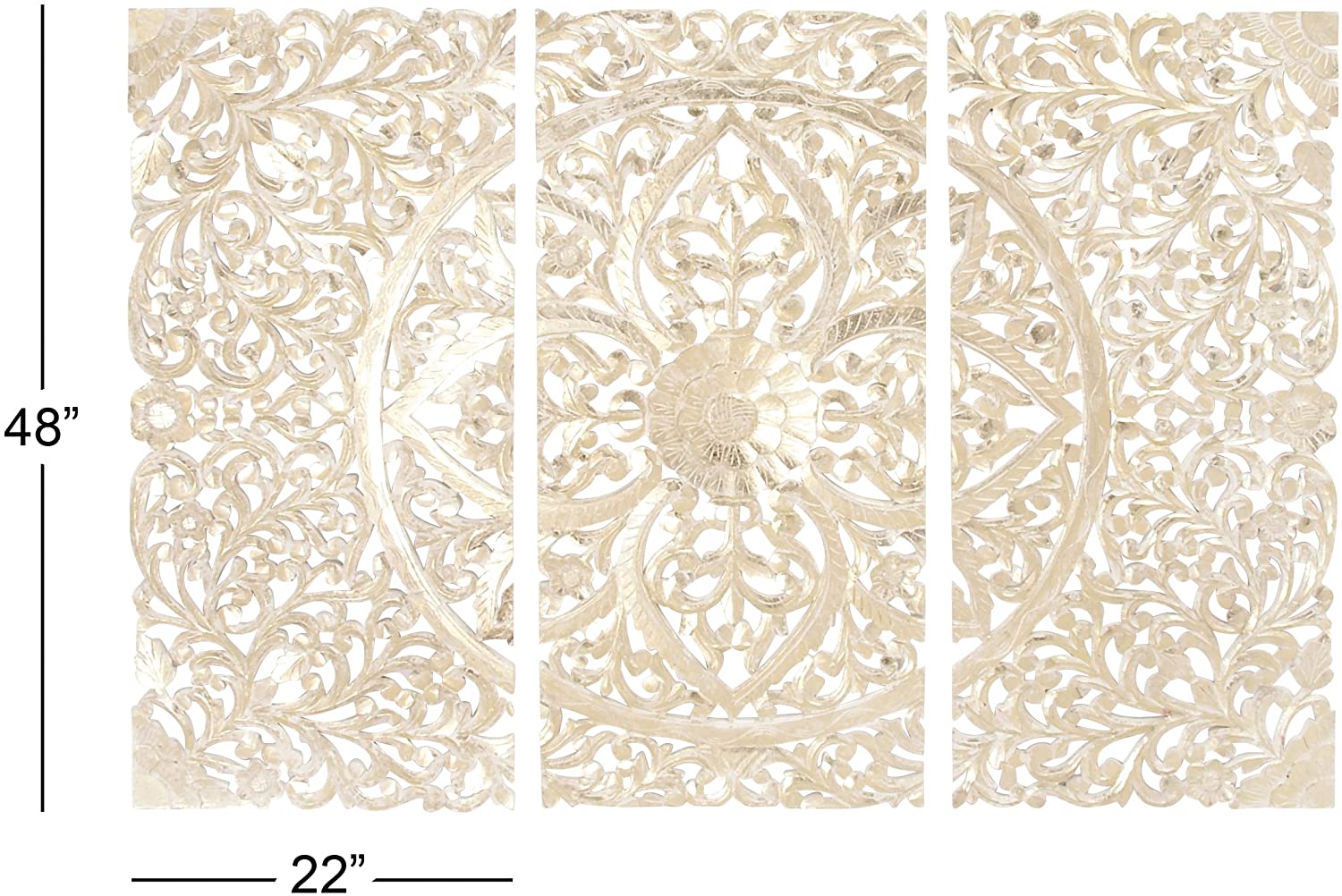 Benzara 30936 Wood Wall Panel, Set of 3, 66" W x 48" H, 3-piece set
