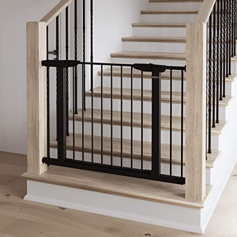 BabySteps Walk-Thru Metal Safety Gate (Black) - Pressure-Mounted Baby Gate for Doorway, Expands from 29.5-40.5 Inches, 29.5 Inches Tall, Includes 3 Extensions, Perfect for Children, Pet-Friendly