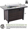 44 in Propane Fire Pit Table,Rattan Fire Pit Table with Glass Wind Guard,60,000 BTU Auto-Ignition Gas Firepit,CSA Certification and Black Tempered Glass Tabletop ,for Outdoor, Patio, Lawn…