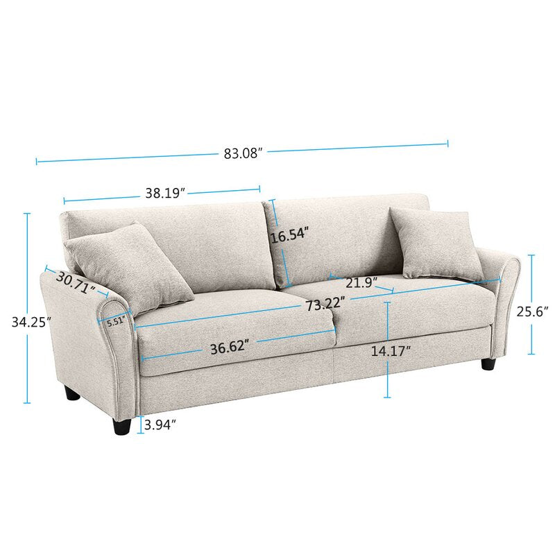 83.08" Flared Arm Sofa  pc414