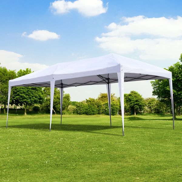 10' x 20' Steel Pop-Up Party Tent, White (#K2489)