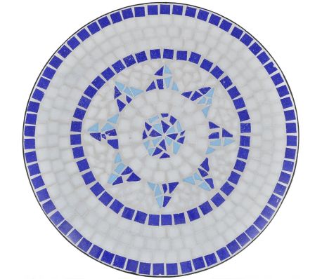 vidaXL Bistro Table Blue and White 23.6" Mosaic 7108