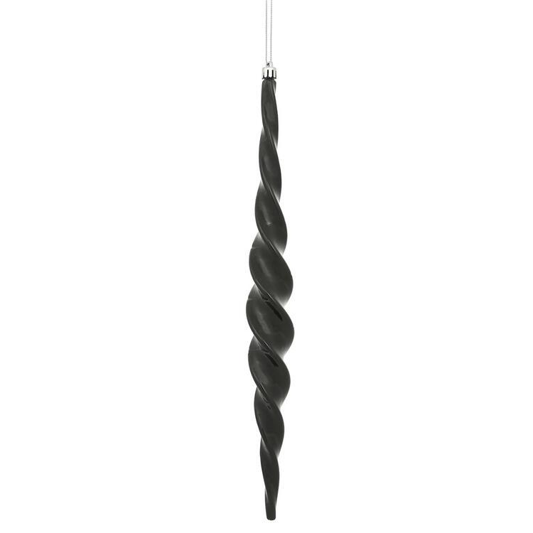 14.6" Black Shiny Spiral Icicle Ornaments 2 Per Box B124-LC438
