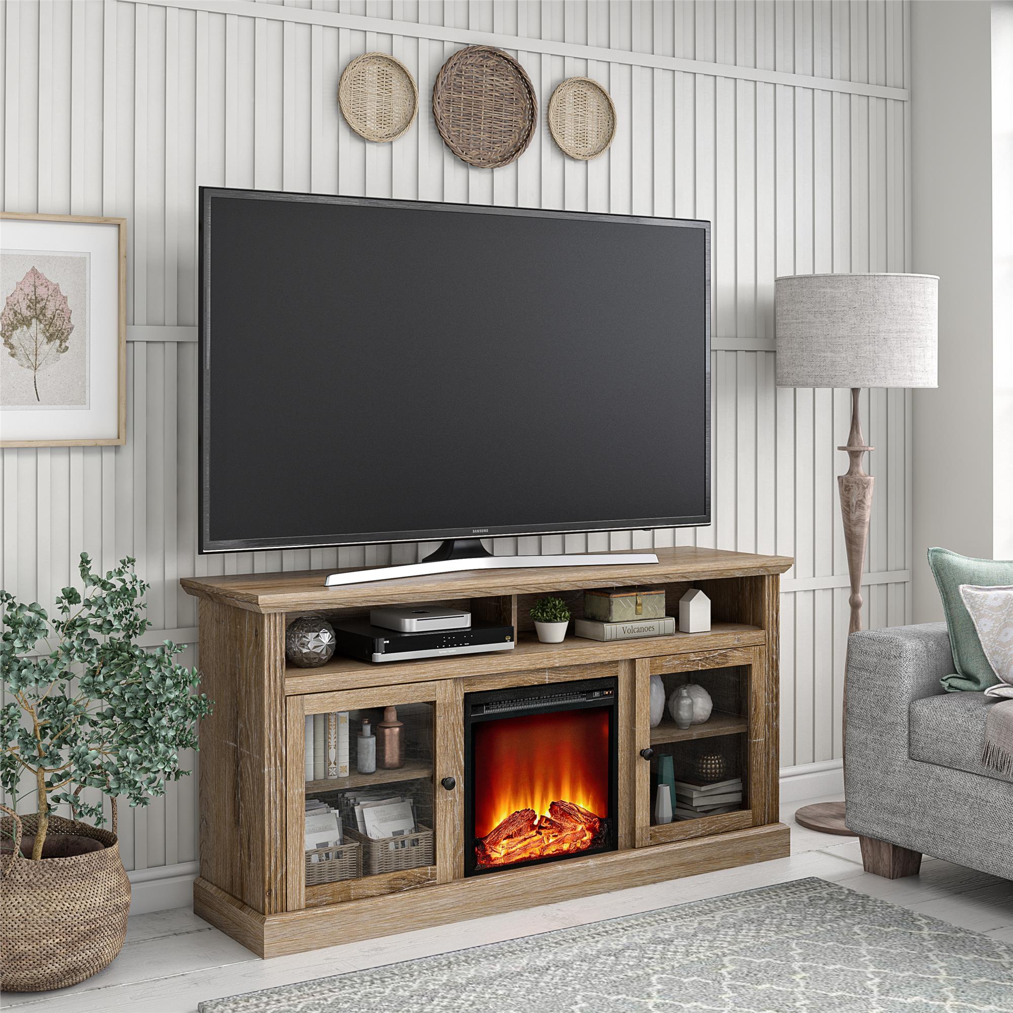 18" x 18" Glass Front Electric Fireplace Insert, Black