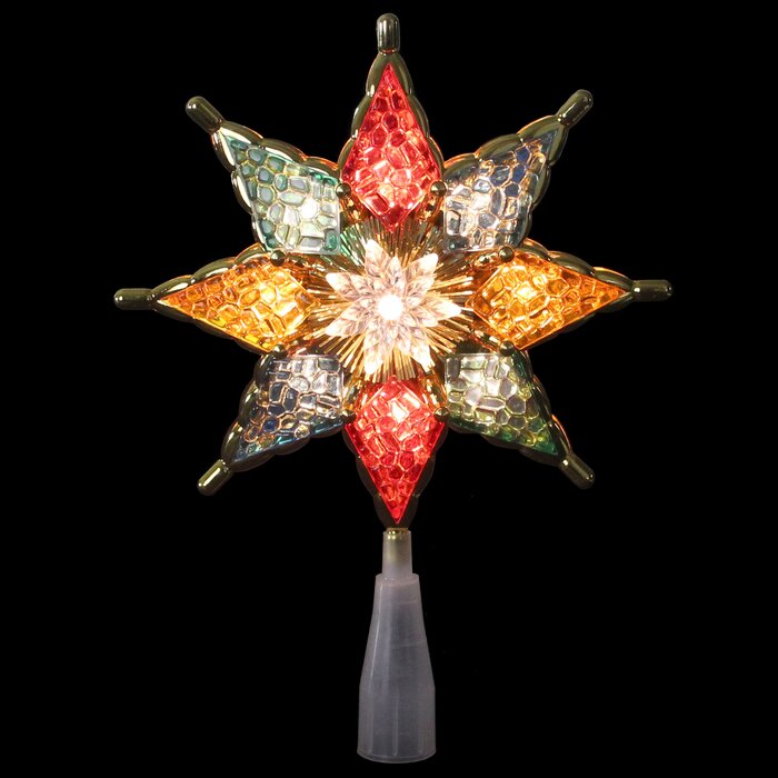 8" Multi-Color Crystal 8-Point Star Christmas Tree Topper EE1052